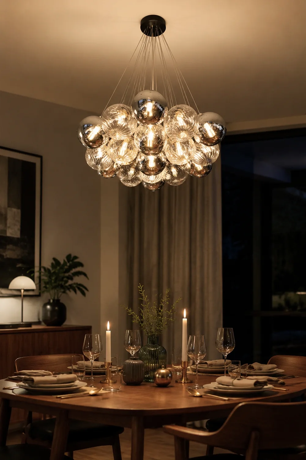 Grey Bubble Glass Ball LED Chandelier - Lumpaz