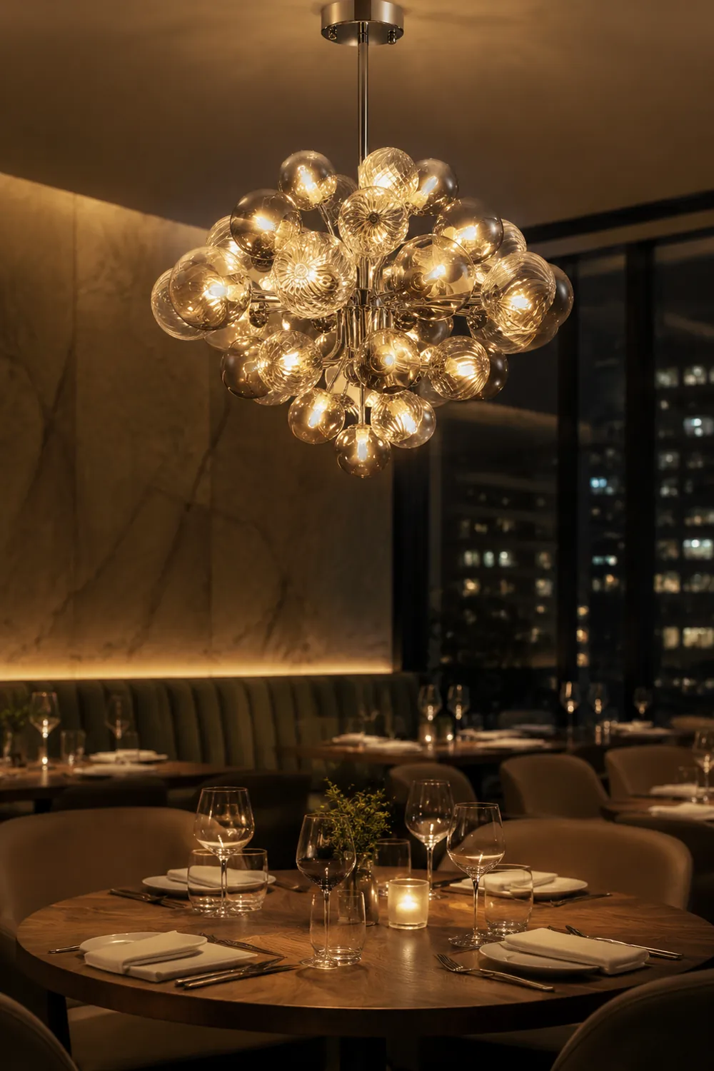 Contemporary Designer Cluster Bubble Glass Chandelier - Lumpaz