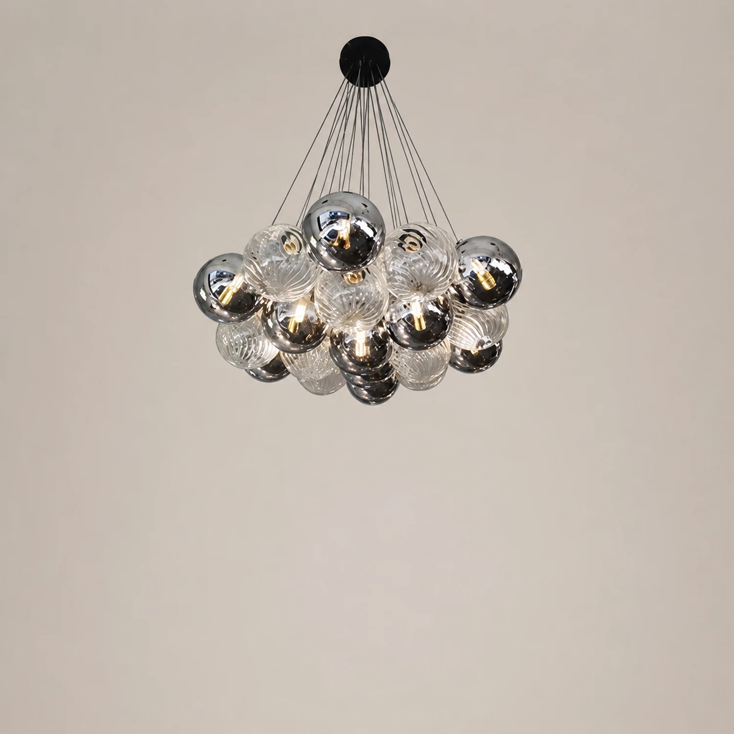 Grey Bubble Glass Ball LED Chandelier - Lumpaz