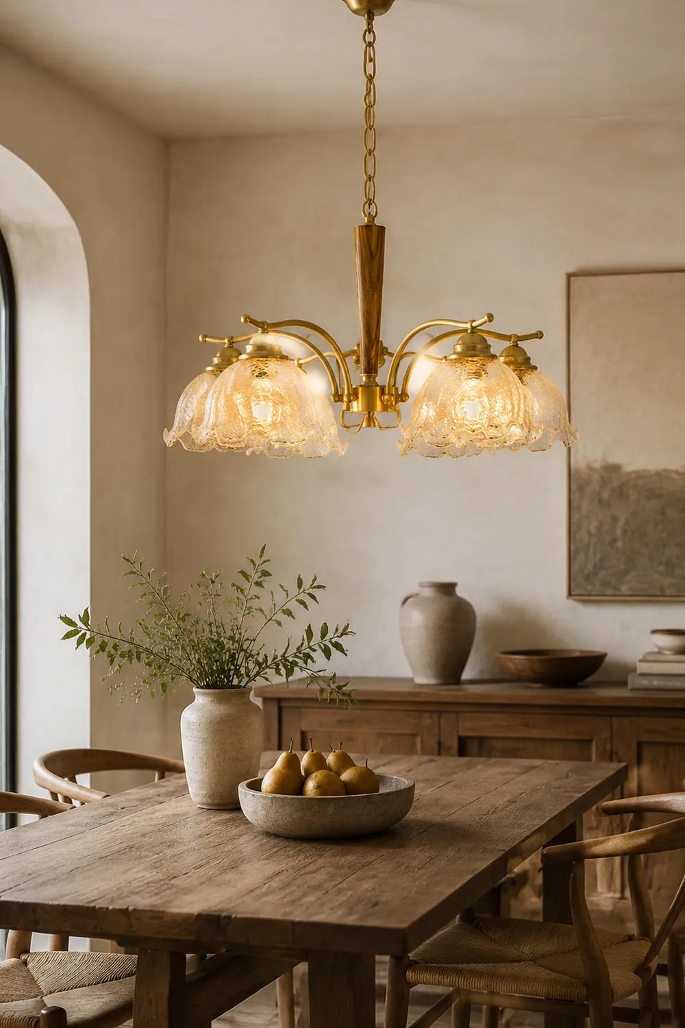 Mid Century Petals All Copper Log Glass Chandelier - Lumpaz