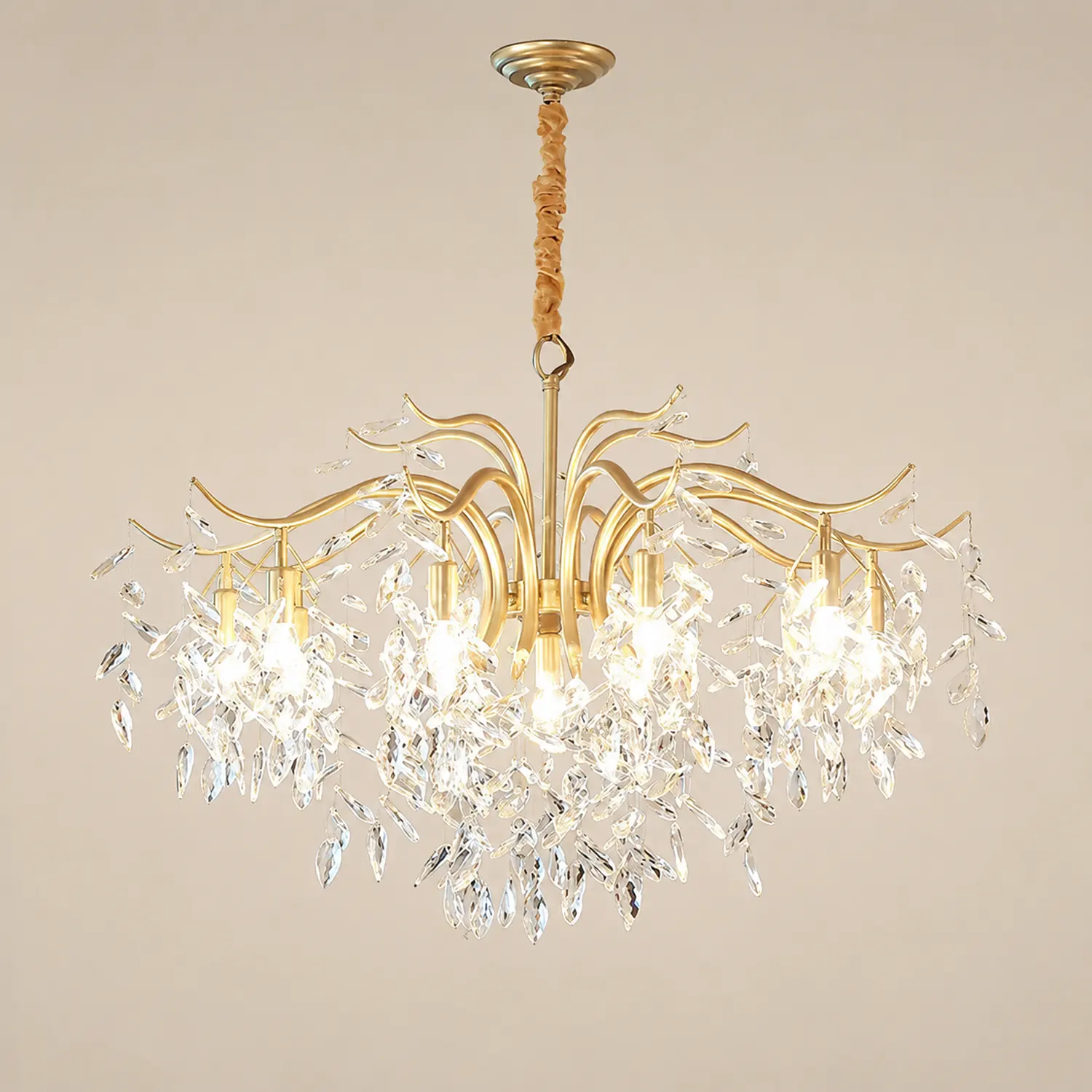 Modern Large Crystal Gold Tiered Dining Room Chandelier - Lumpaz