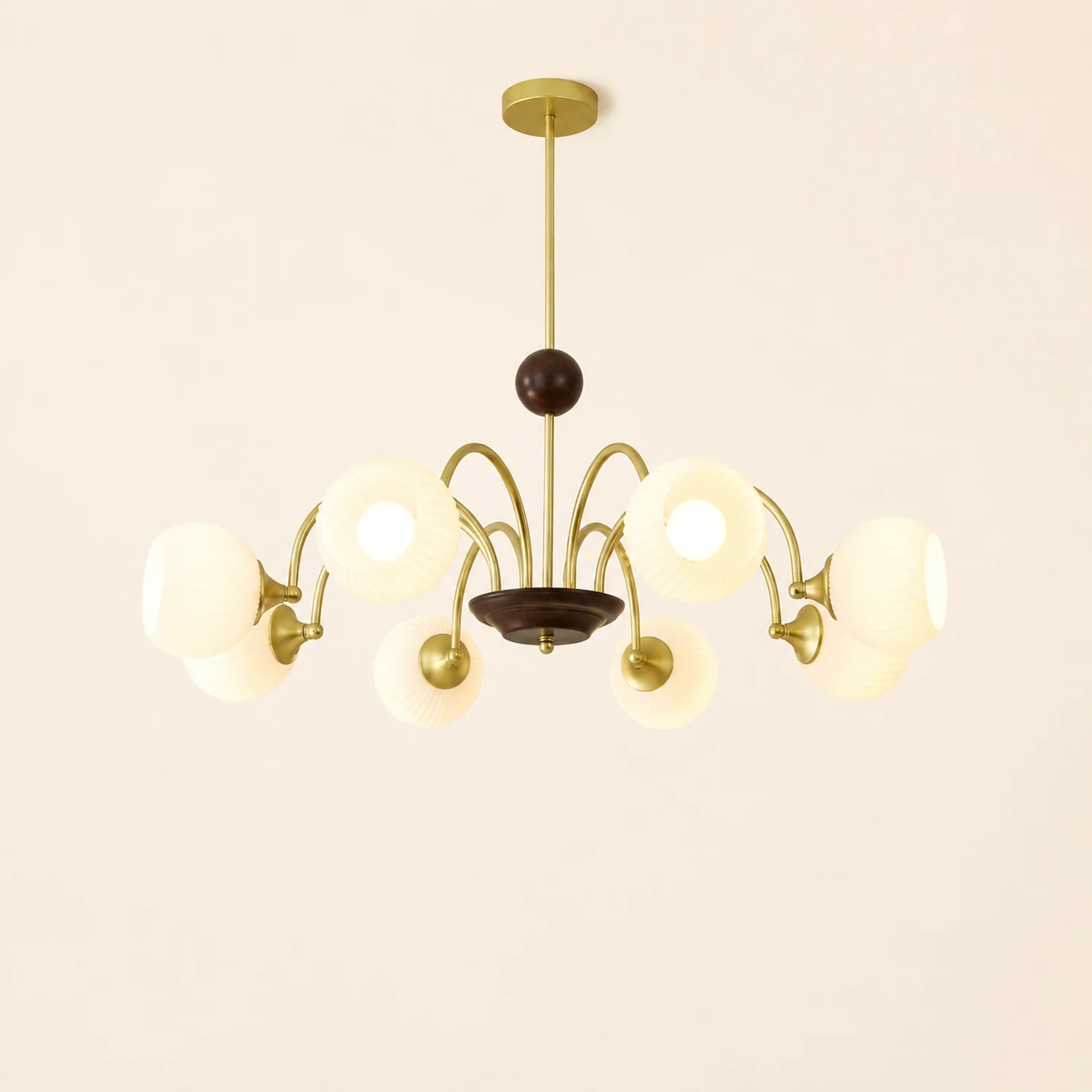 Contemporary Cream Ribbed Glass Chandelier - Lumpaz