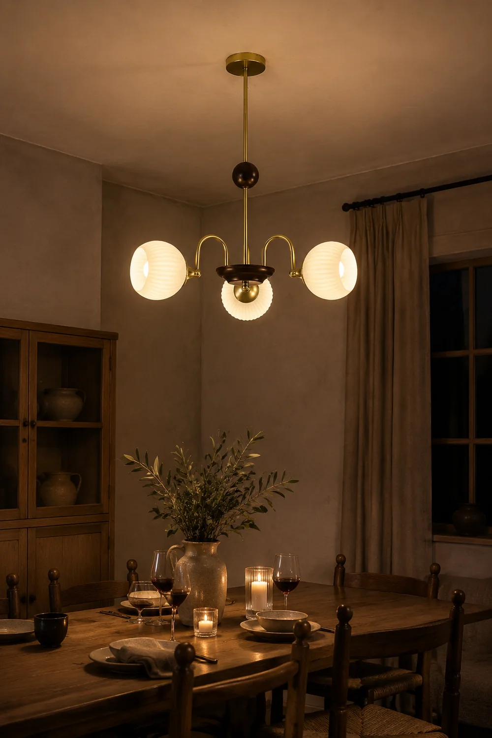 Contemporary Cream Ribbed Glass Chandelier - Lumpaz
