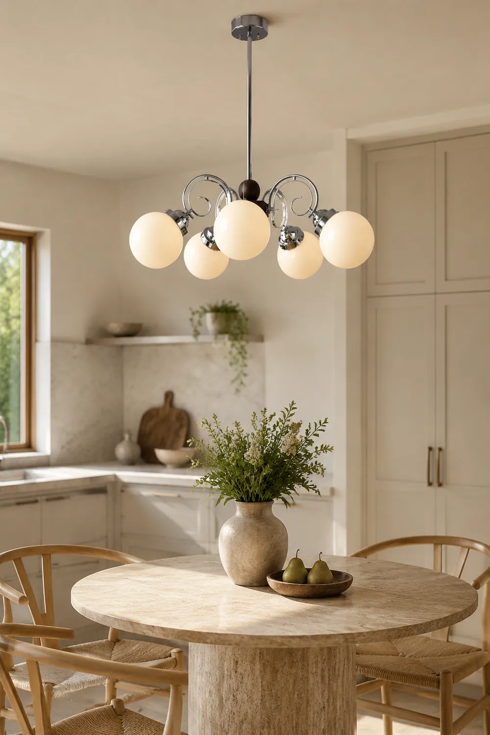 Vintage Kotter Cream Glass Chandelier - Lumpaz