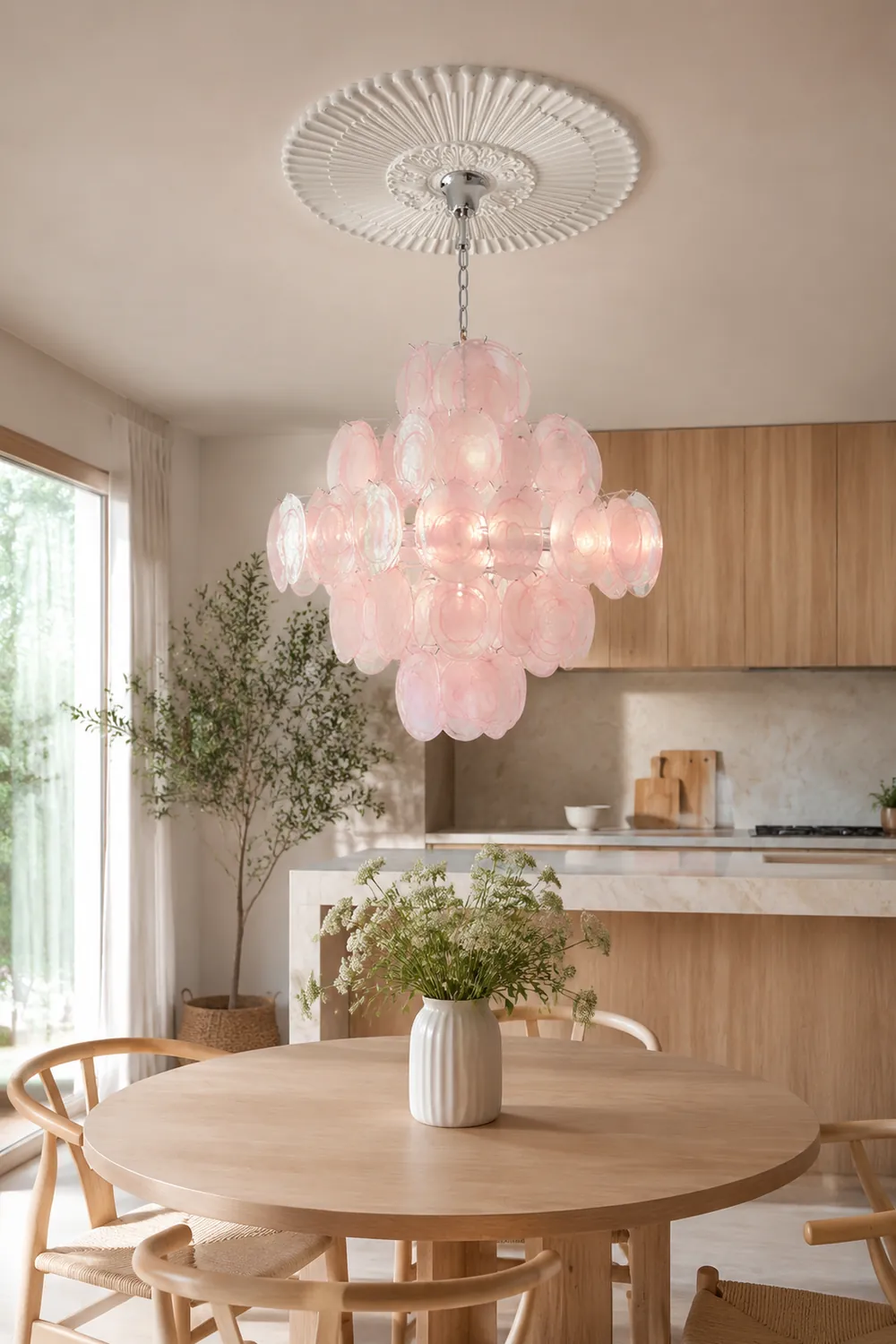 Pink Murano Glass Chandelier for Living Room - Lumpaz