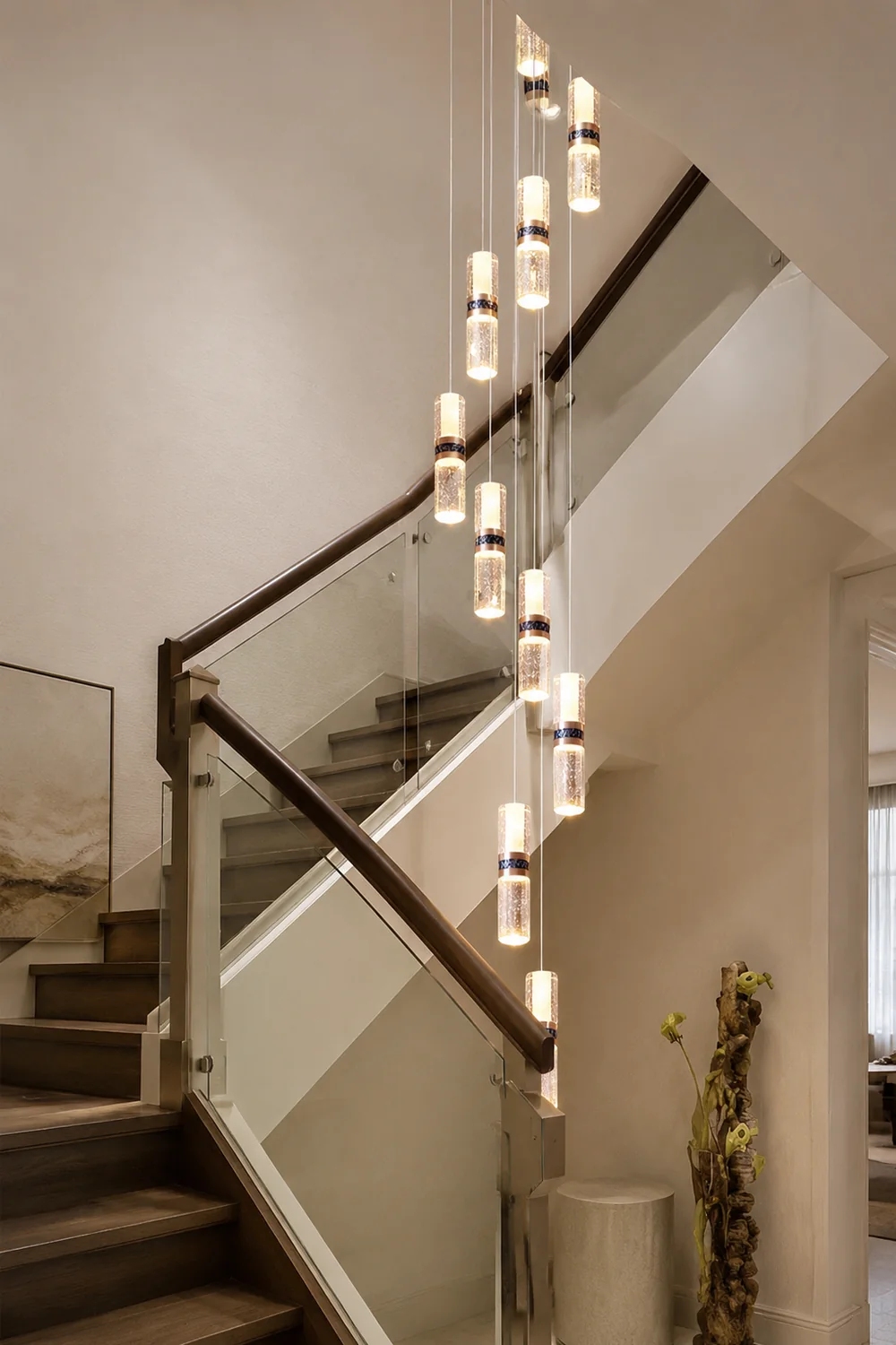 Luxury Crystal Staircase Long Chandelier - Lumpaz