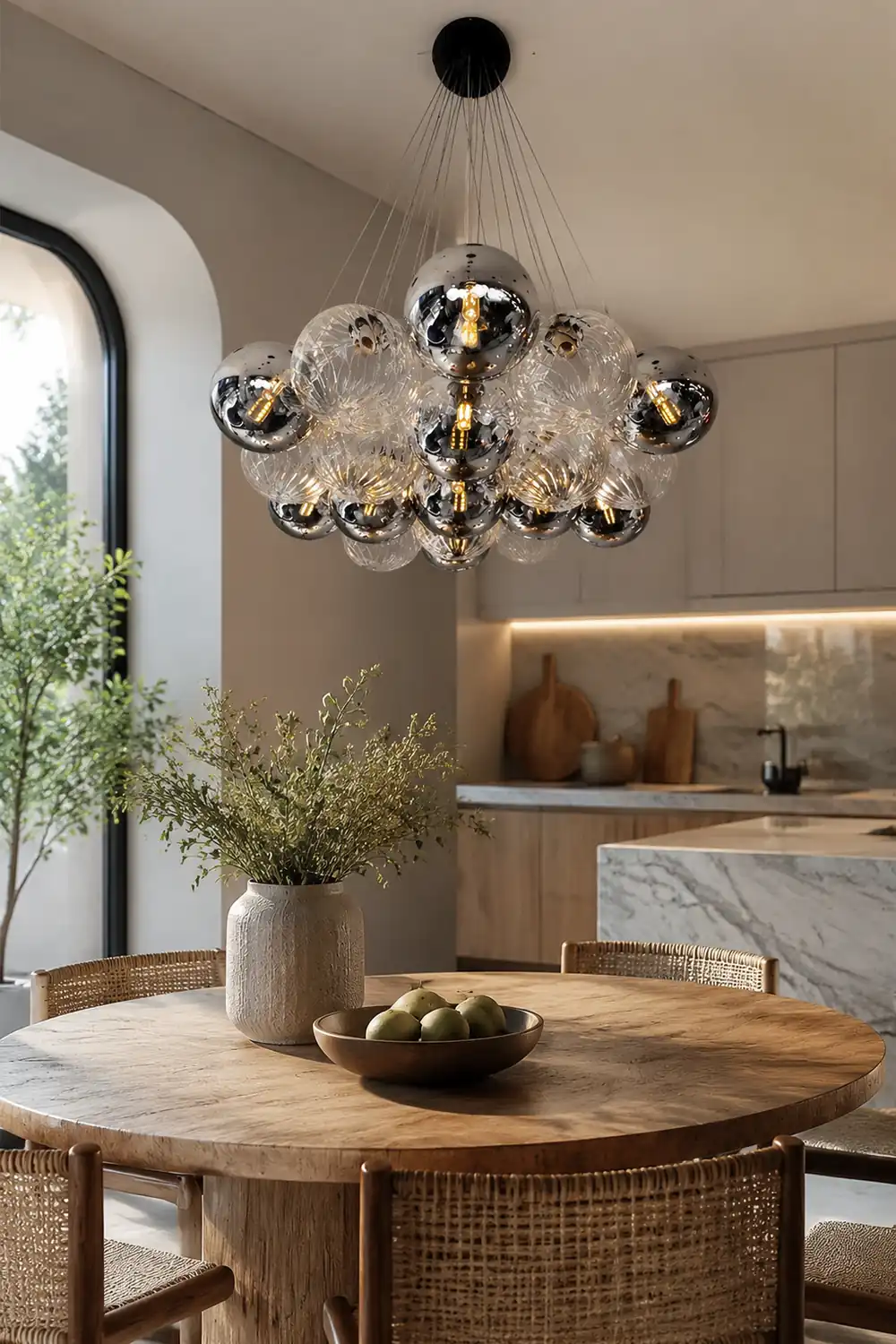 Grey Bubble Glass Ball LED Chandelier - Lumpaz