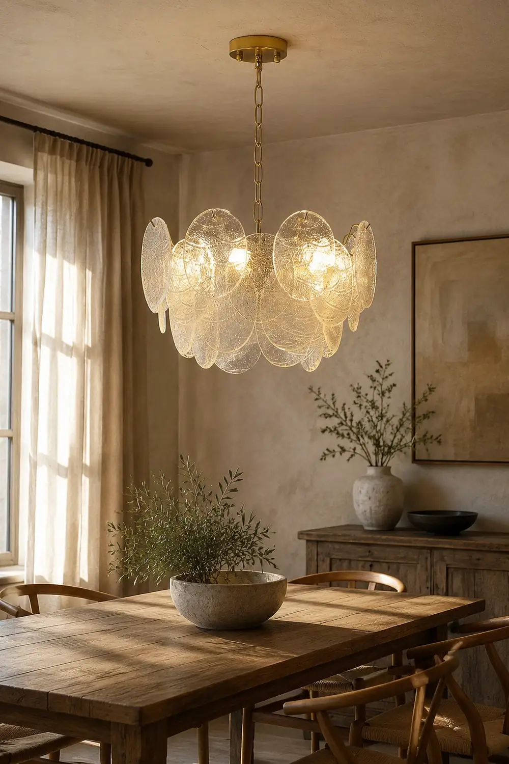 Glass Disc Pendant Light Large Ice Glass Chandelier - Lumpaz