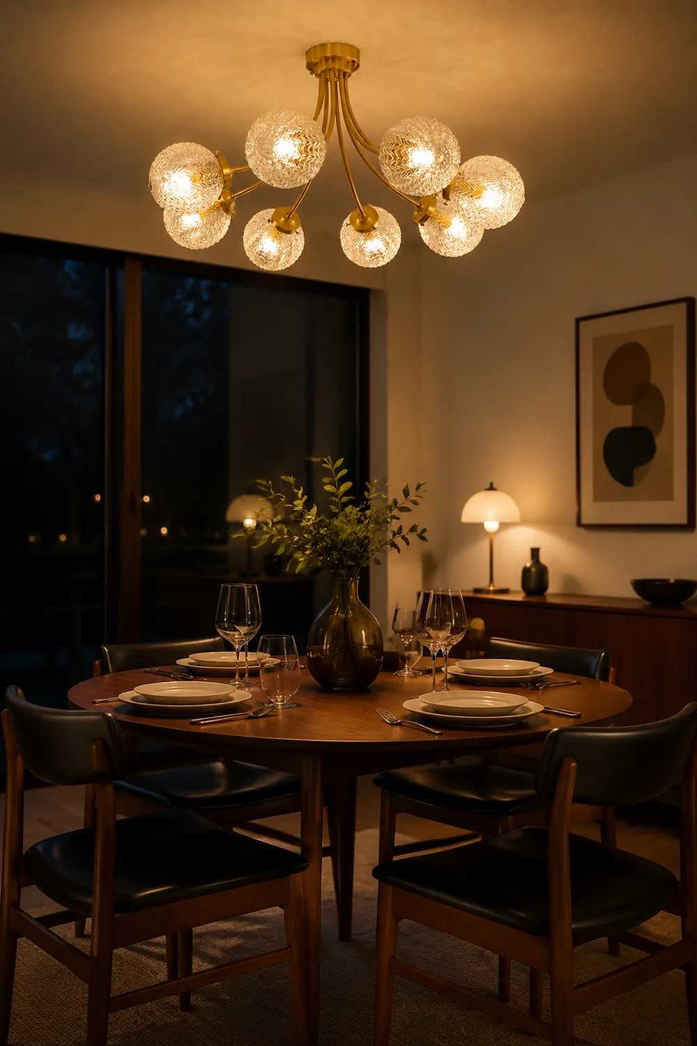 Mid Century Circle Metal Chandelier For Living Room - Lumpaz