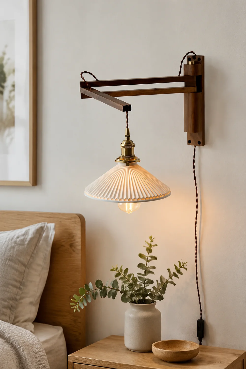 Walnut Swing Arm Wall Lamp - Lumpaz