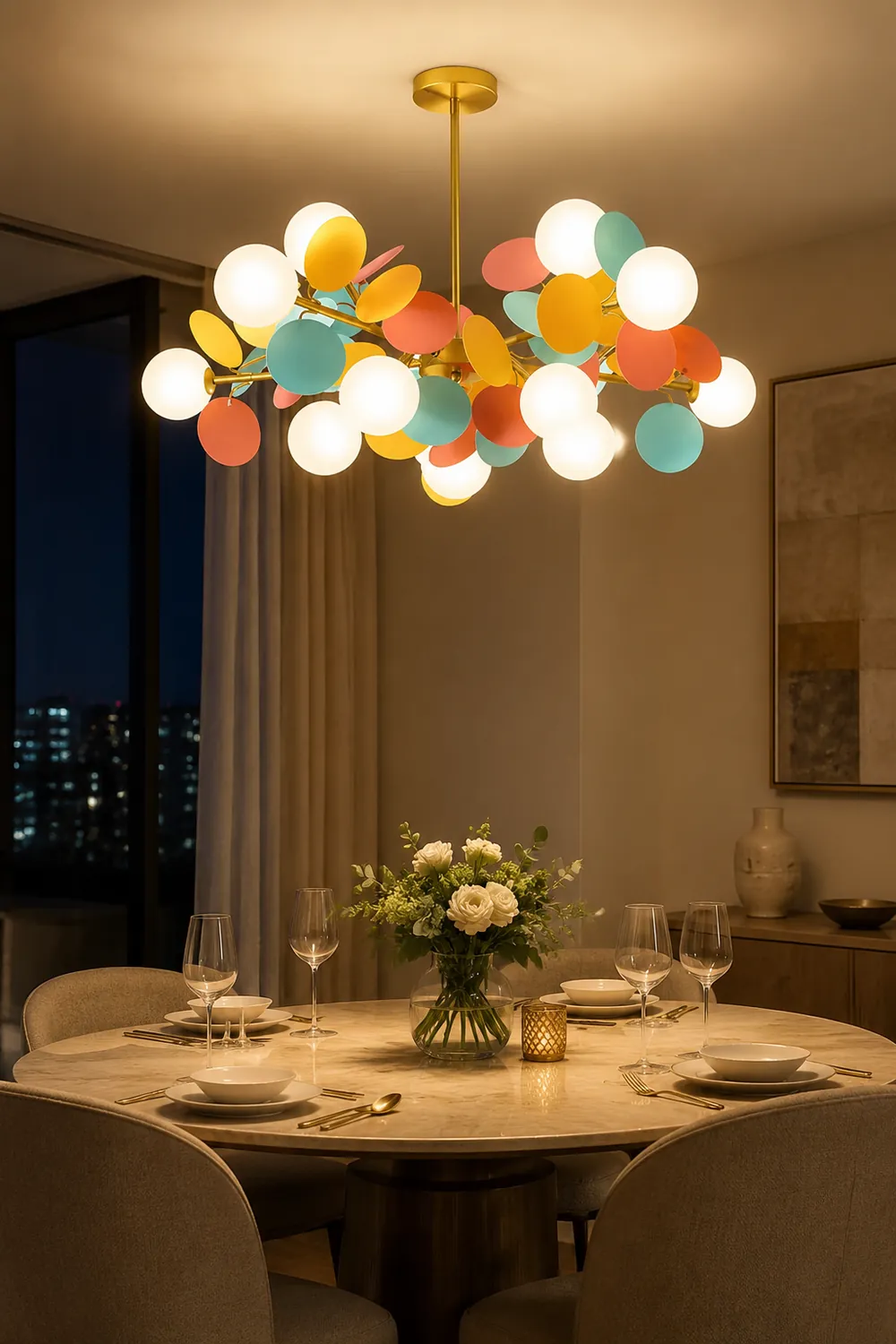 Nordic Multicolored Flower Branch Living Room Chandelier - Lumpaz