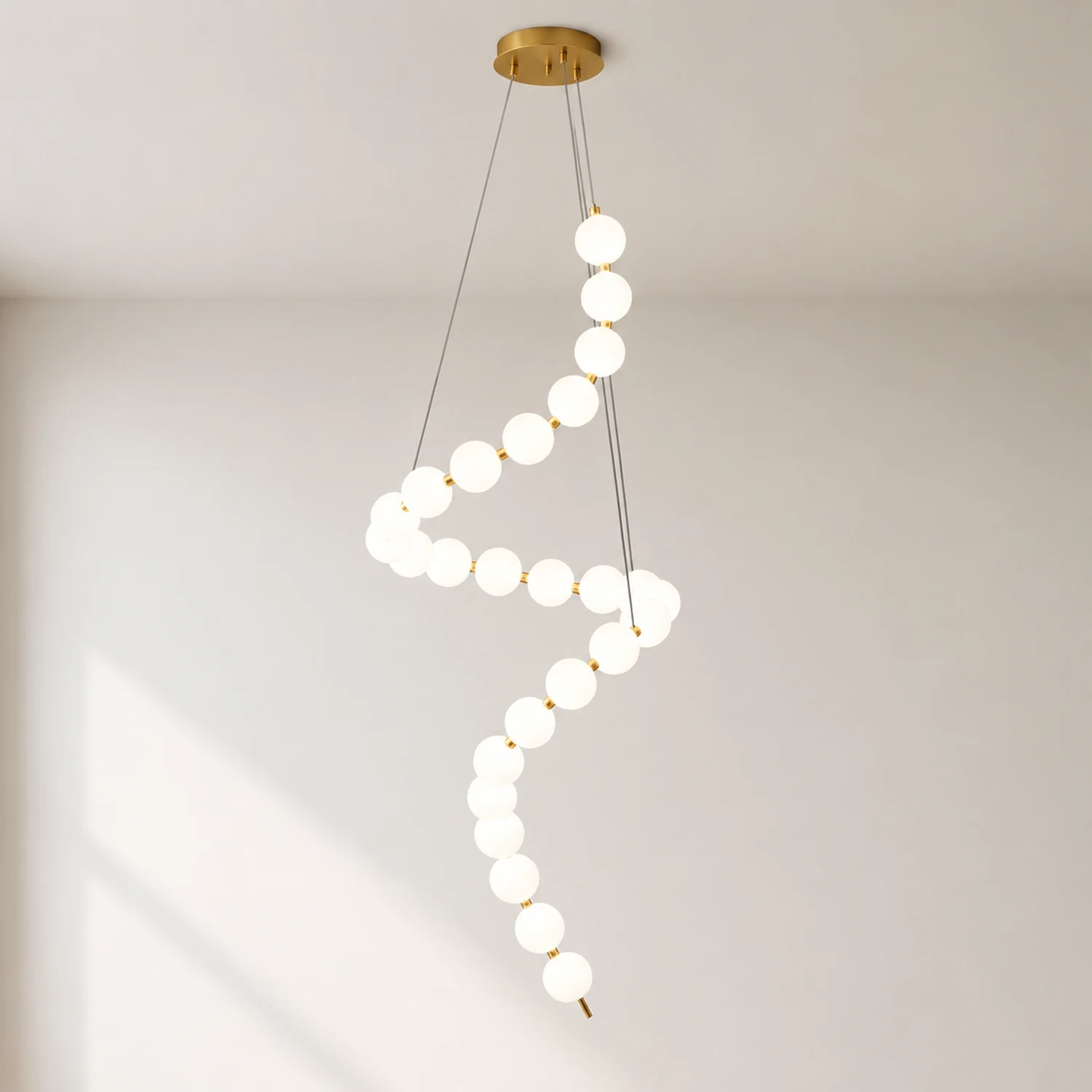 White LED Pearl Necklace Chandelier For Stair - Lumpaz