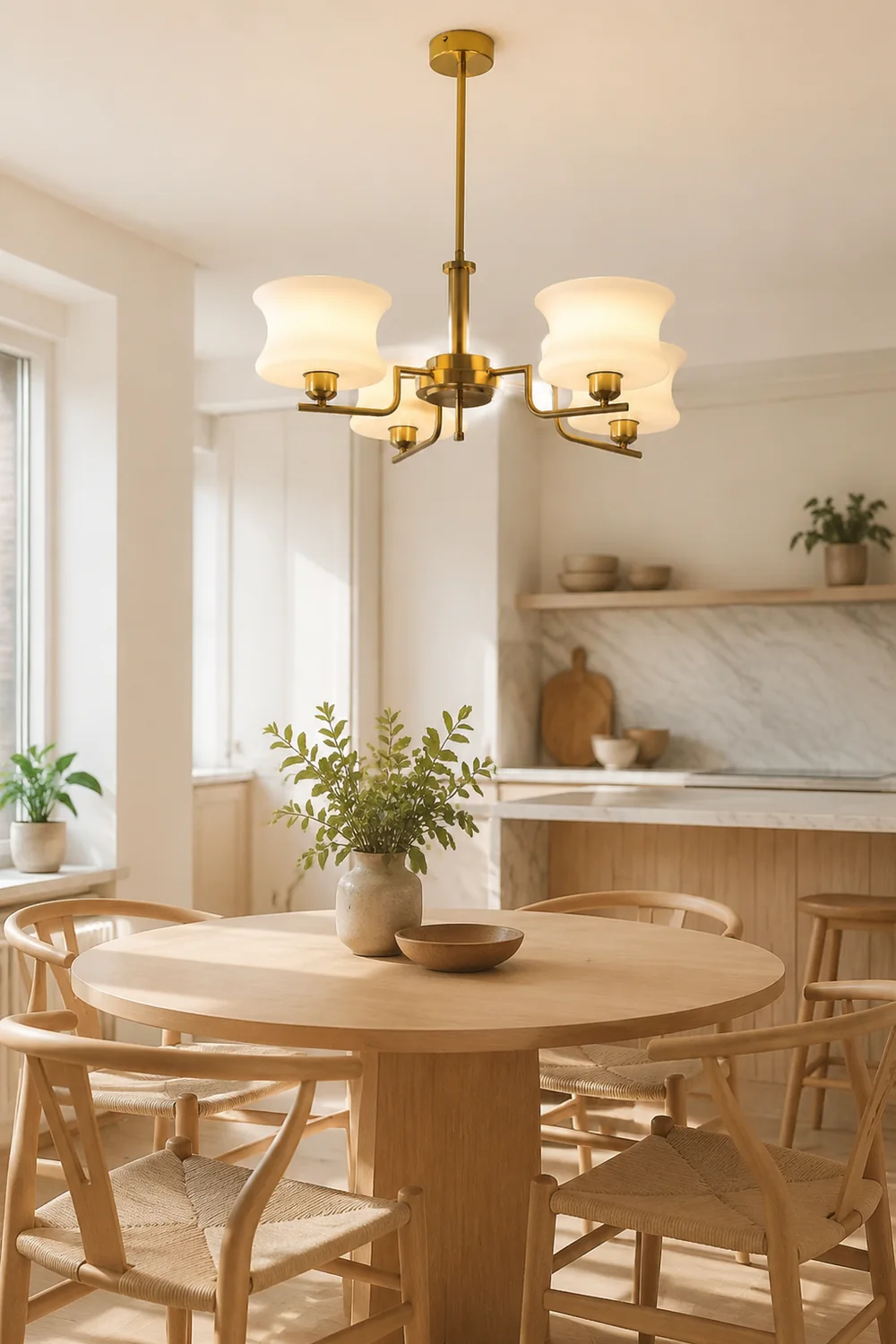 Nordic Belue Brass Glass Chandelier For Dining Room - Lumpaz