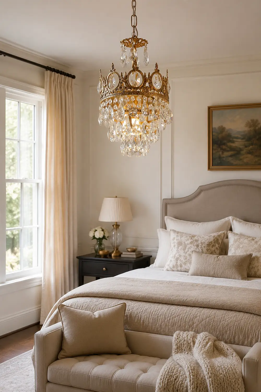 Retro French Gold Crystal Chandelier - Lumpaz
