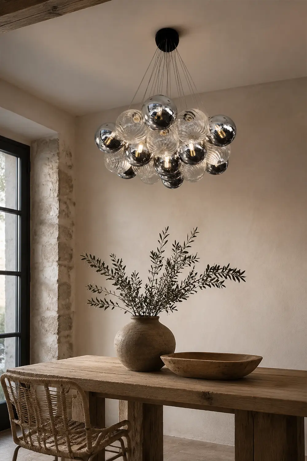Grey Bubble Glass Ball LED Chandelier - Lumpaz