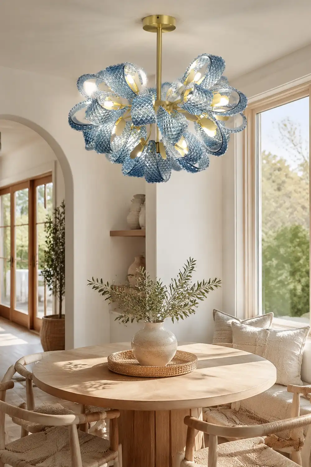 Luxury Style Gorgeous Blue Chandelier Modern Copper Glass Chandelier - Lumpaz