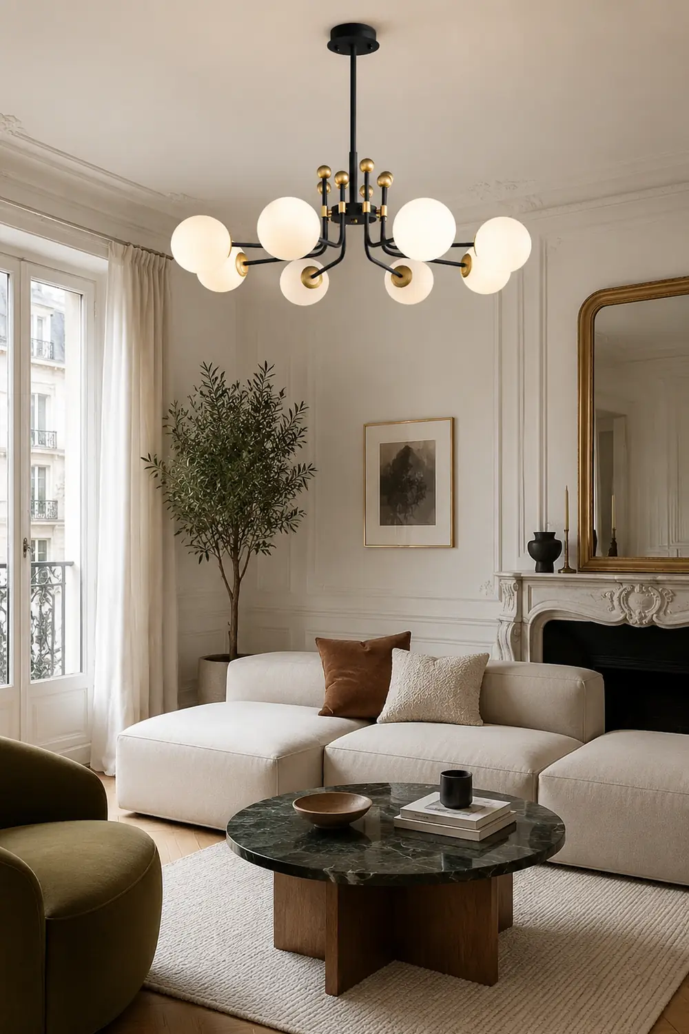 Black Gold Sputnik Chandelier Modern Pendant Light - Lumpaz