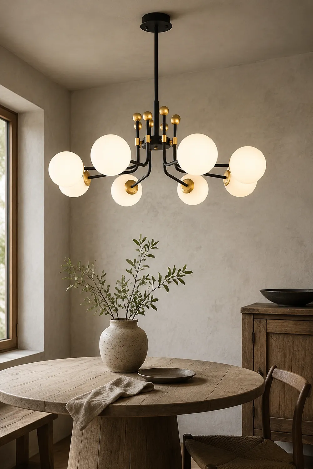 Black Gold Sputnik Chandelier Modern Pendant Light - Lumpaz