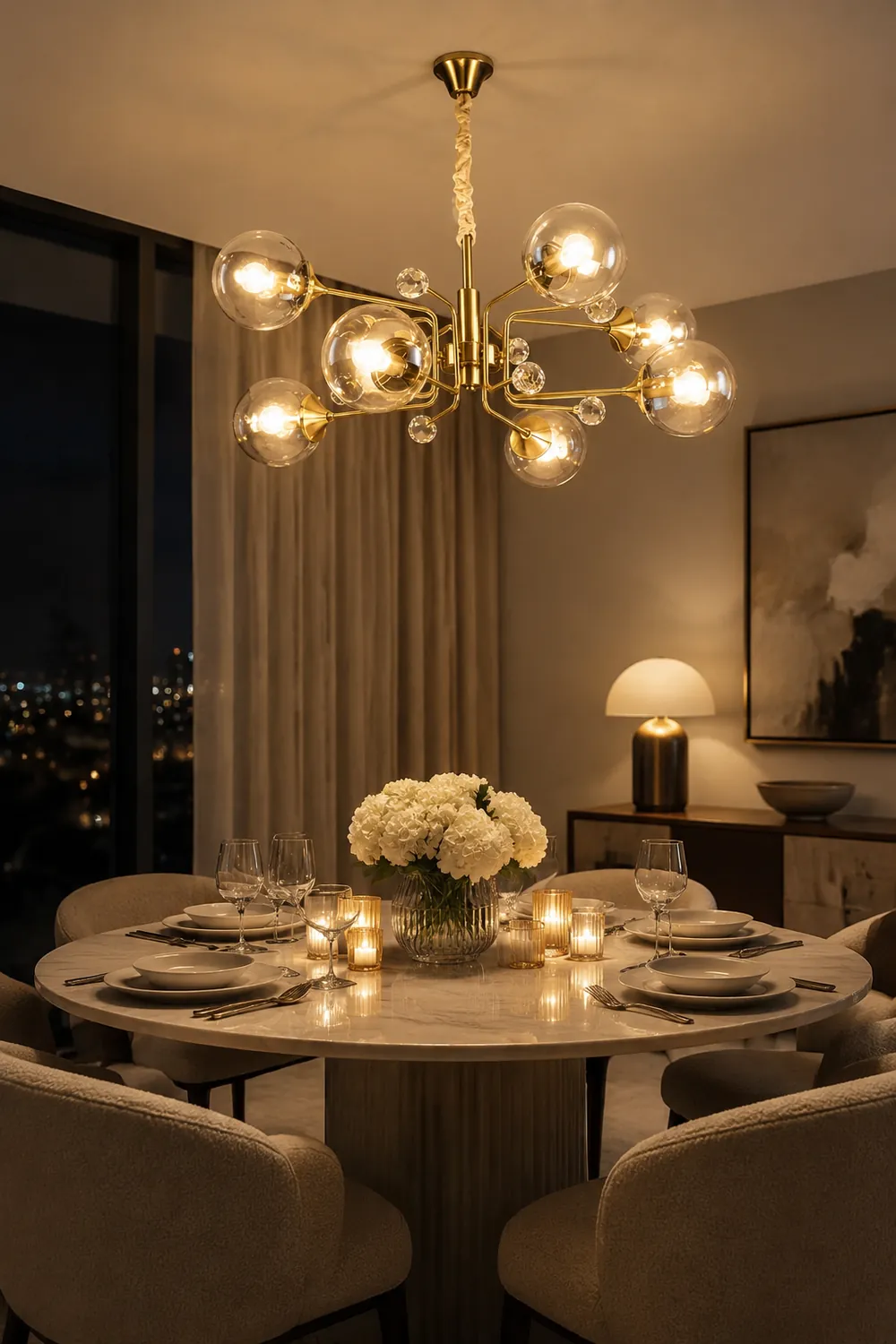 Gold Glass Modern LED chandelier - Lumpaz