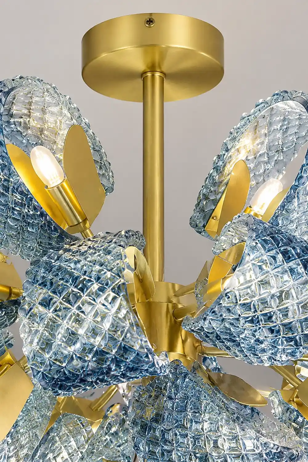 Luxury Style Gorgeous Blue Chandelier Modern Copper Glass Chandelier - Lumpaz