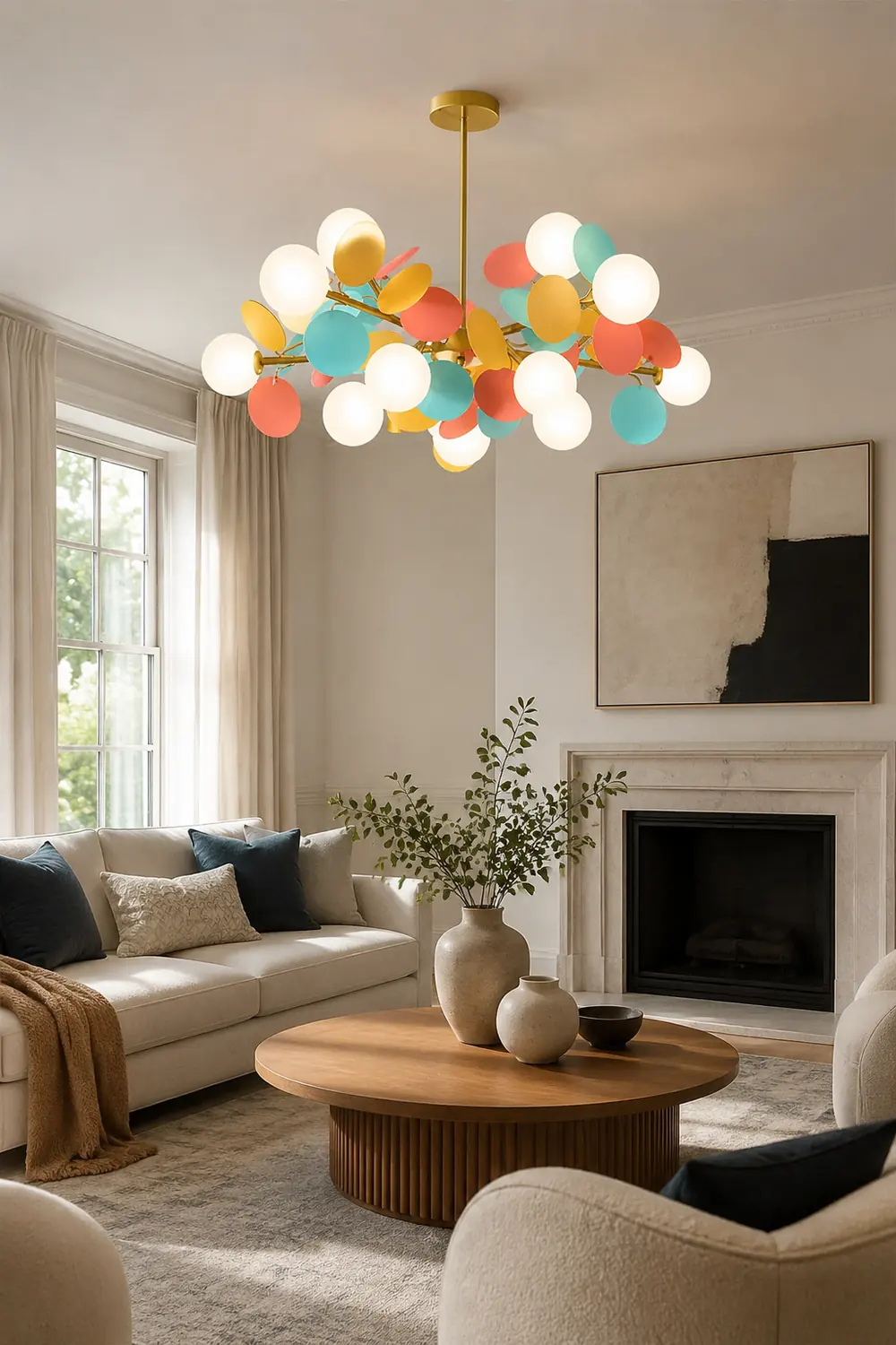Nordic Multicolored Flower Branch Living Room Chandelier - Lumpaz