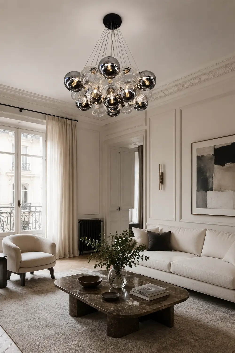 Grey Bubble Glass Ball LED Chandelier - Lumpaz