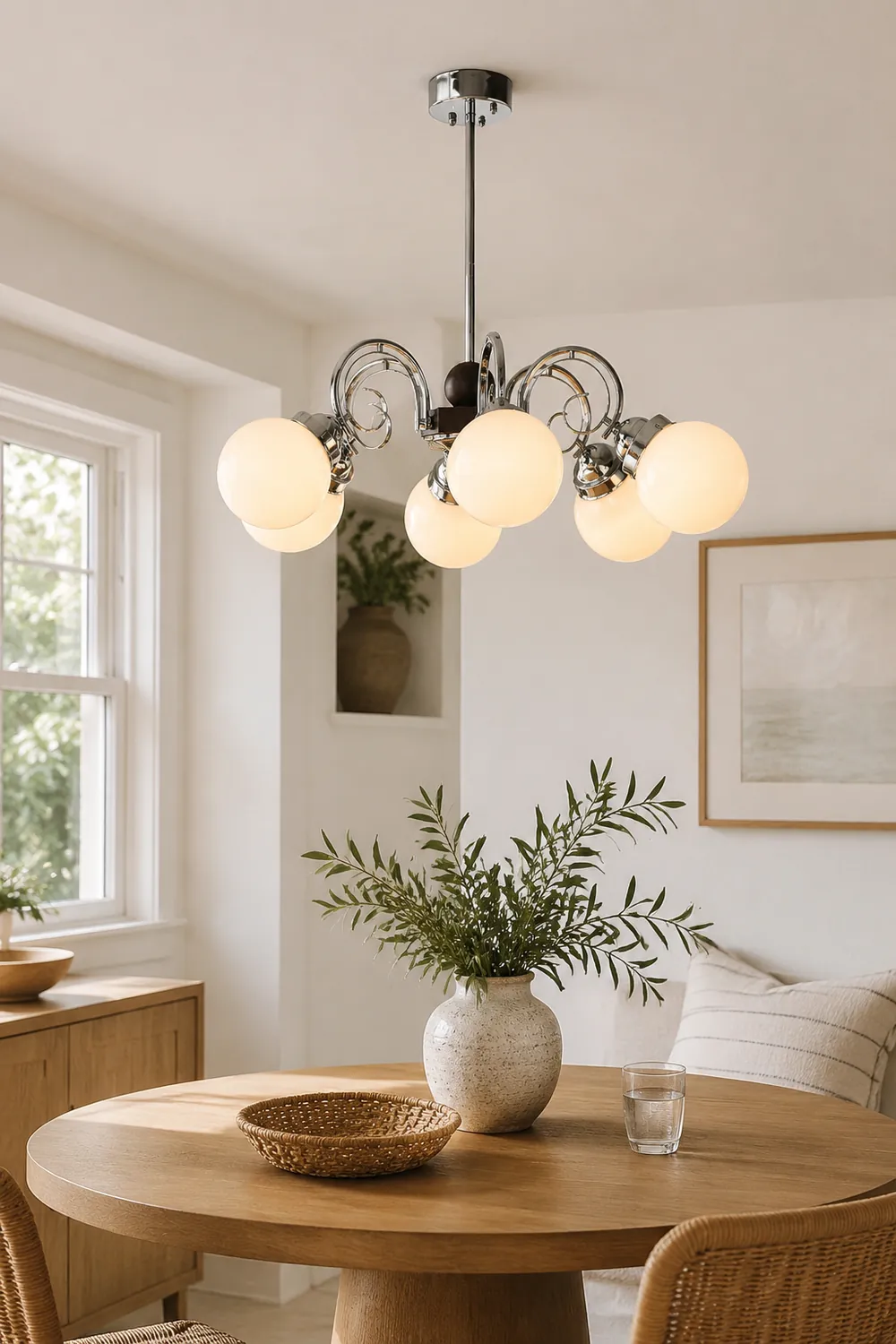 Vintage Kotter Cream Glass Chandelier - Lumpaz