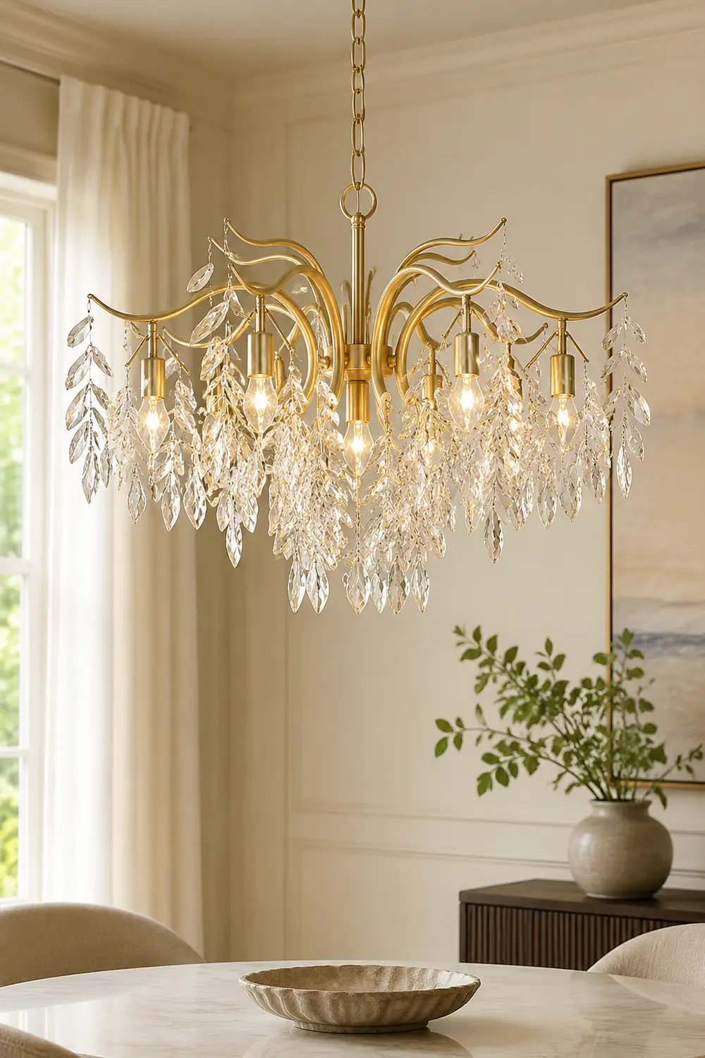 Modern Large Crystal Gold Tiered Dining Room Chandelier - Lumpaz