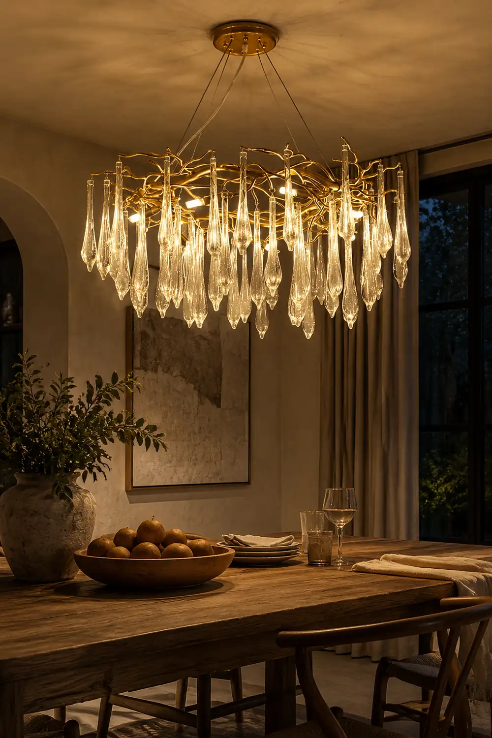 Modern Glass Teardrop Tiered Chandelier - Lumpaz