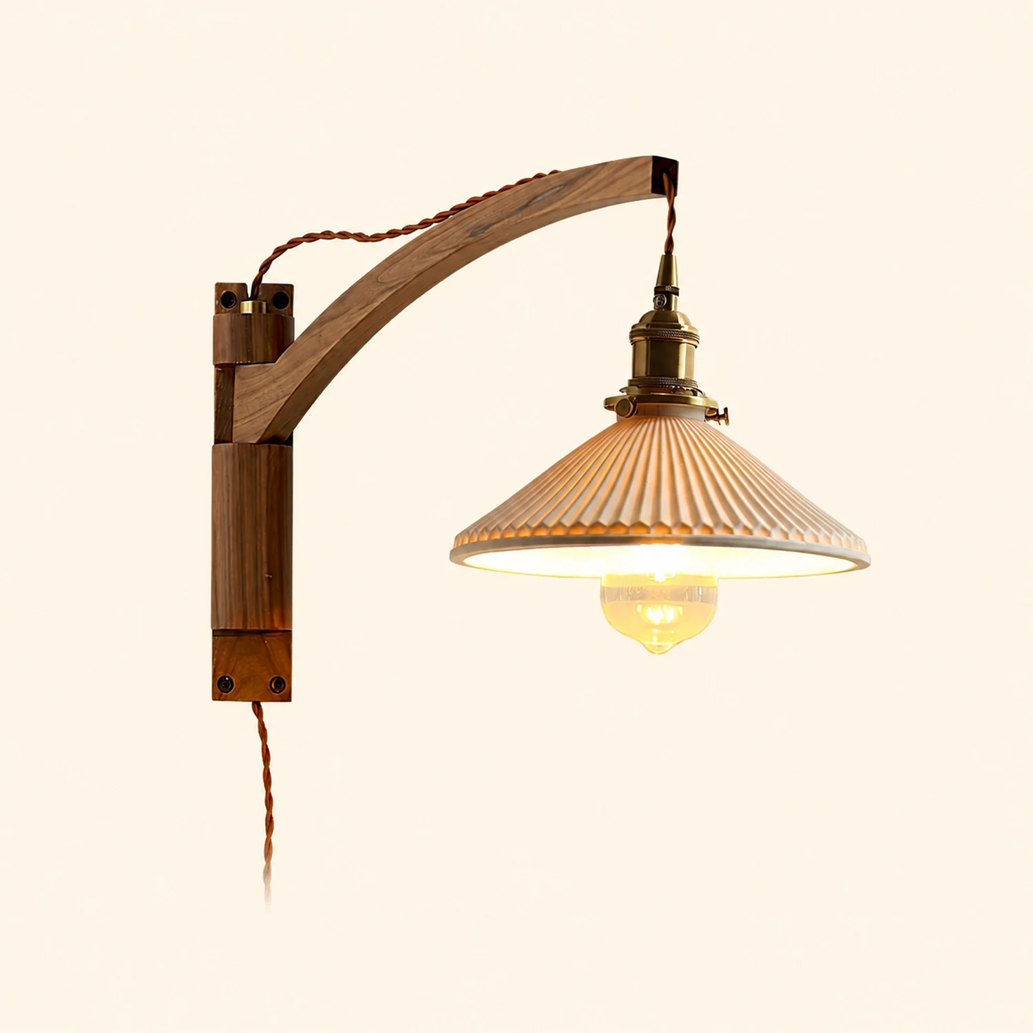 Walnut Swing Arm Wall Lamp - Lumpaz