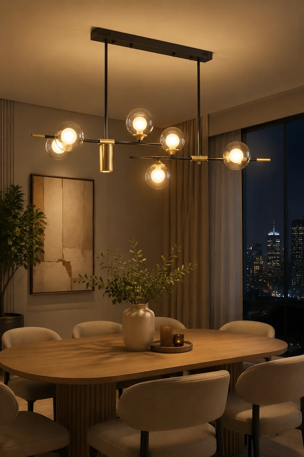 Brass Contemporary LED Chandelier Sputnik Chandelier 7-Light - Lumpaz