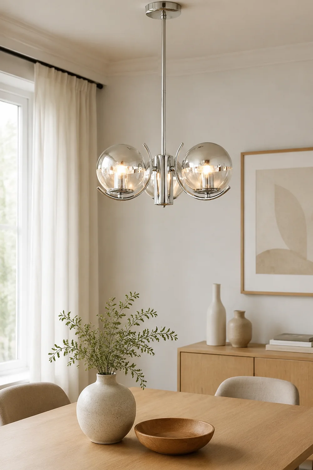 Modern Silver Glass Space Ball Chandelier - Lumpaz