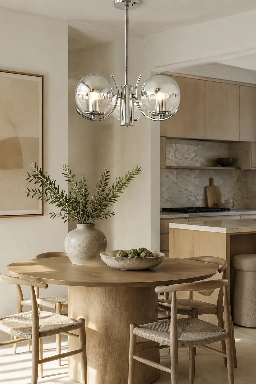 Modern Silver Glass Space Ball Chandelier - Lumpaz
