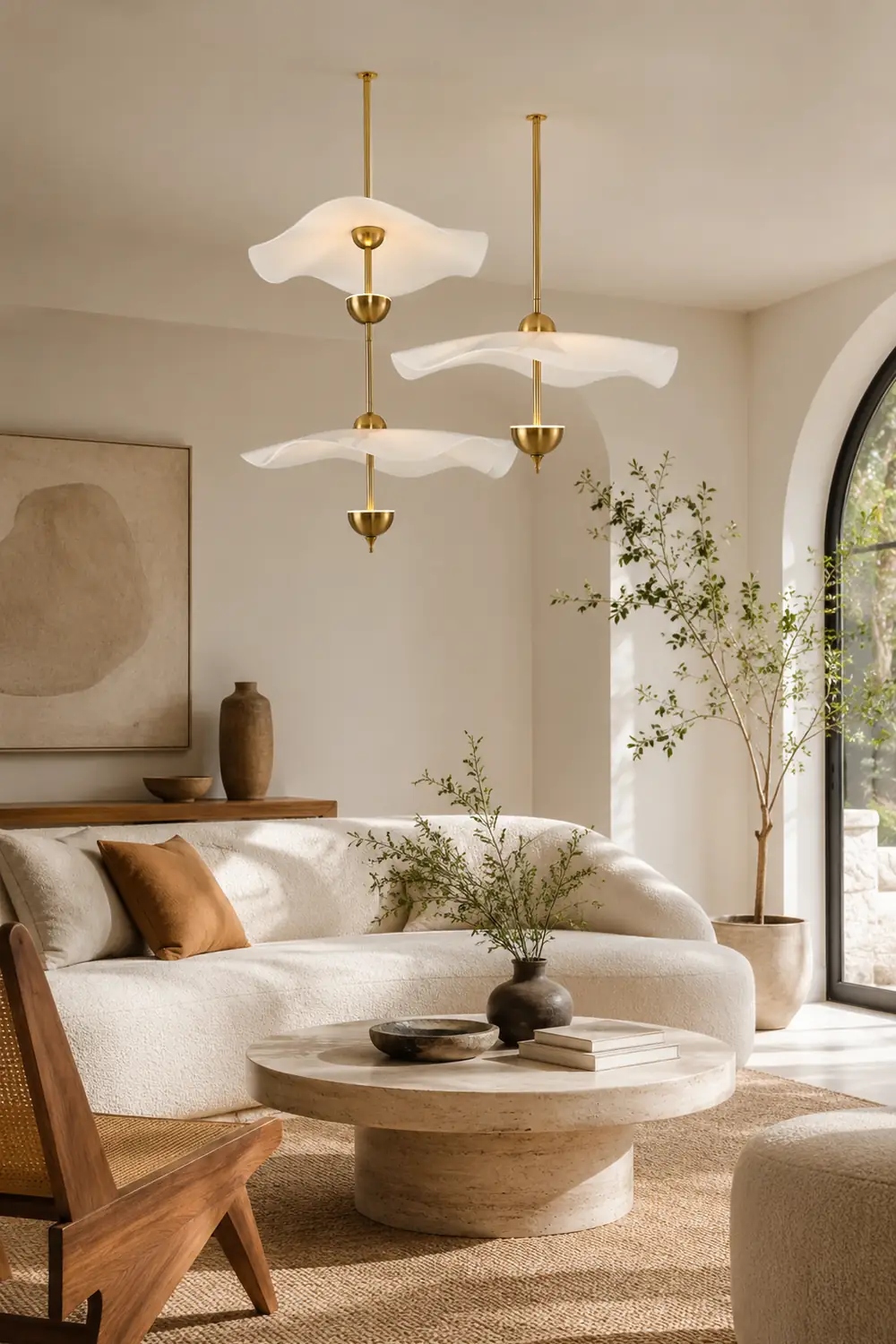 Art Deco Gold Metal Lotus Led Light Fixtures Chandeliers - Lumpaz