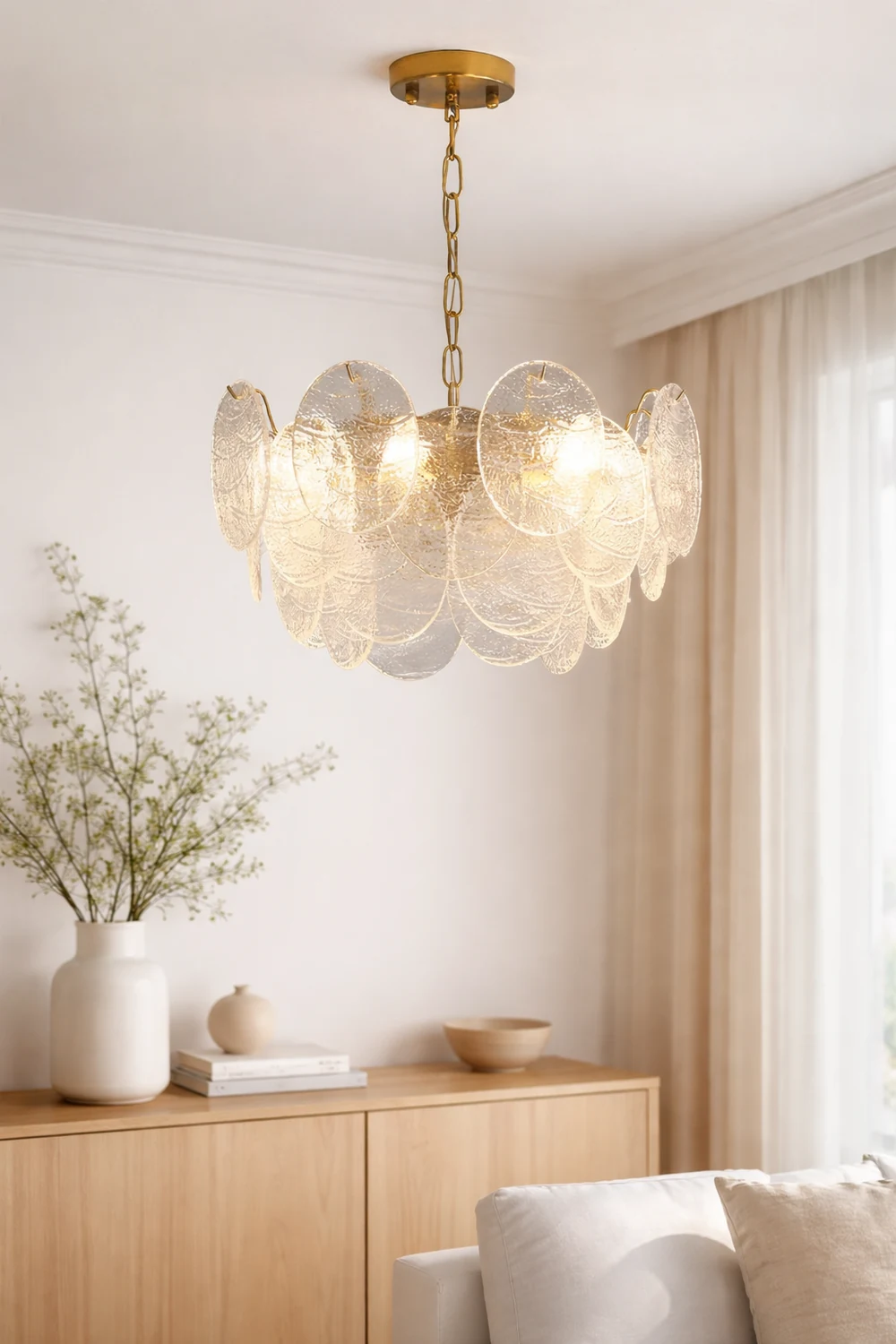 Glass Disc Pendant Light Large Ice Glass Chandelier - Lumpaz