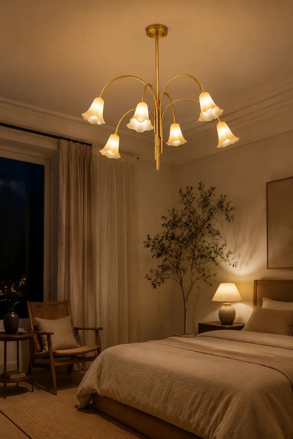 French Vintage Glass Flower Bedroom Chandelier Bauhaus Chandeliers - Lumpaz