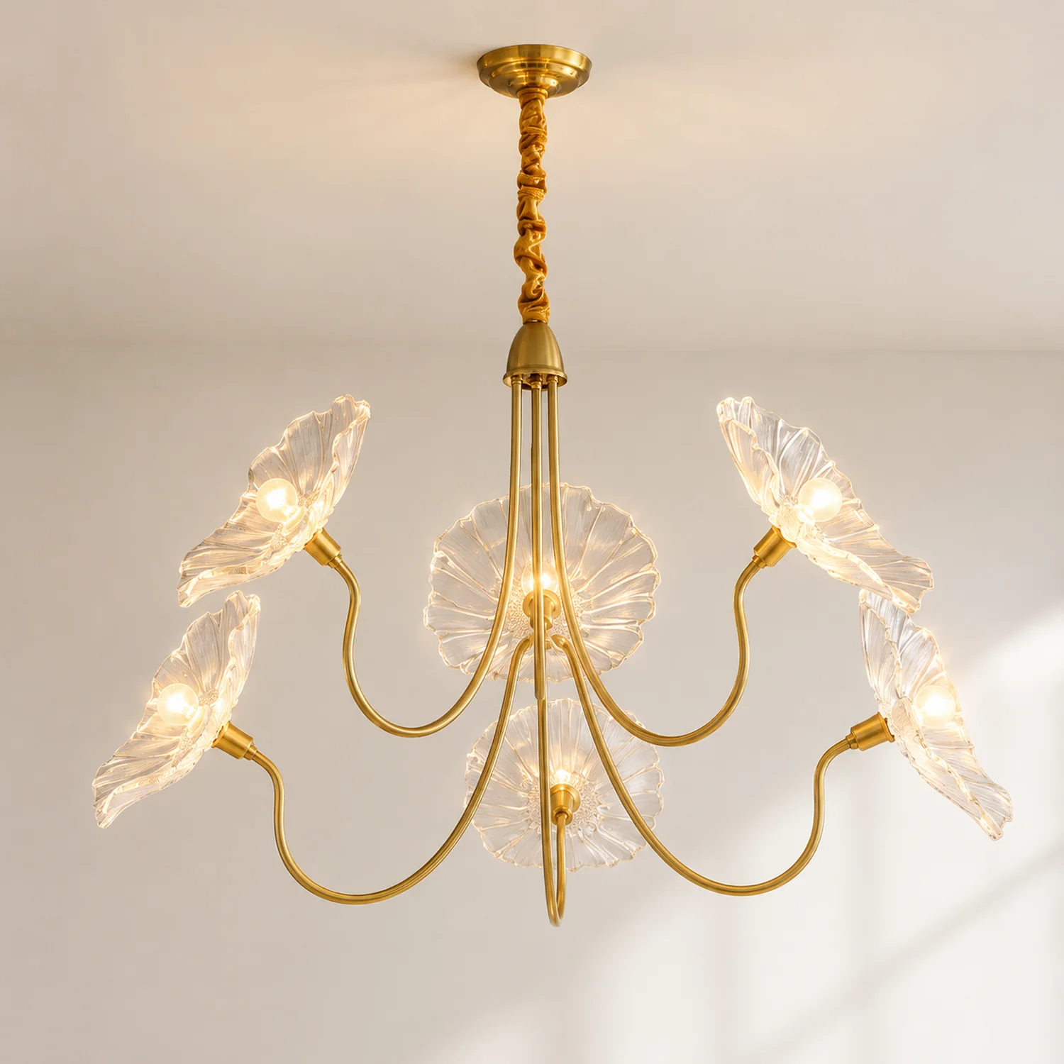 Modern Lotus Leaf Glass Living Room Chandelier - Lumpaz