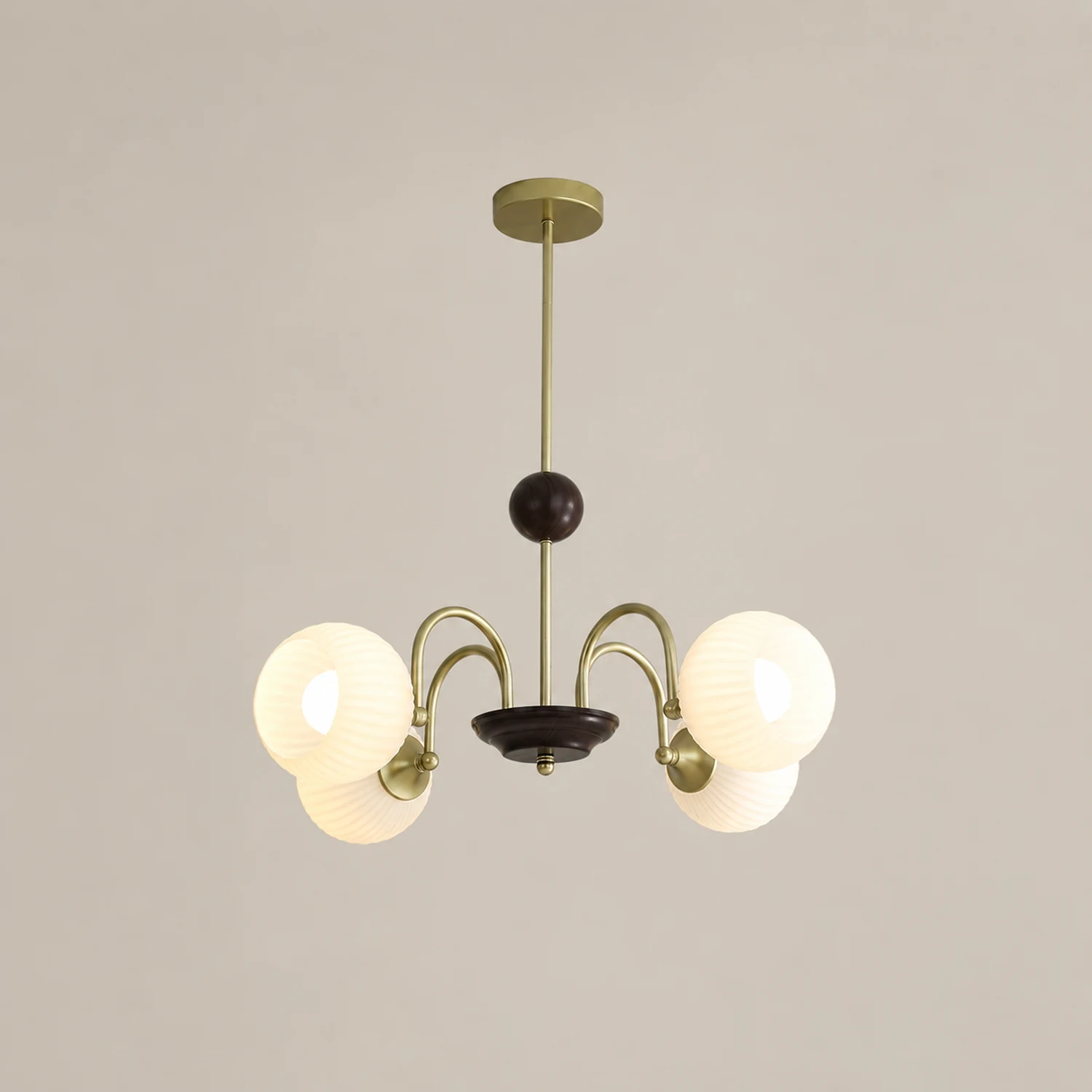 Contemporary Cream Ribbed Glass Chandelier - Lumpaz