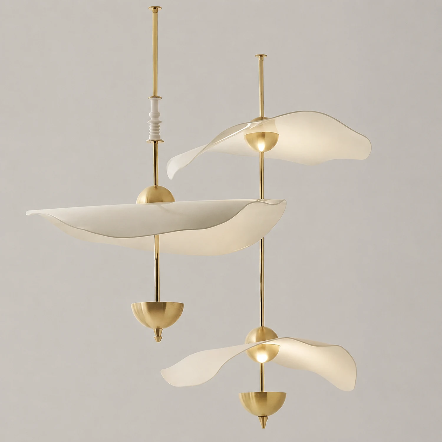 Art Deco Gold Metal Lotus Led Light Fixtures Chandeliers - Lumpaz