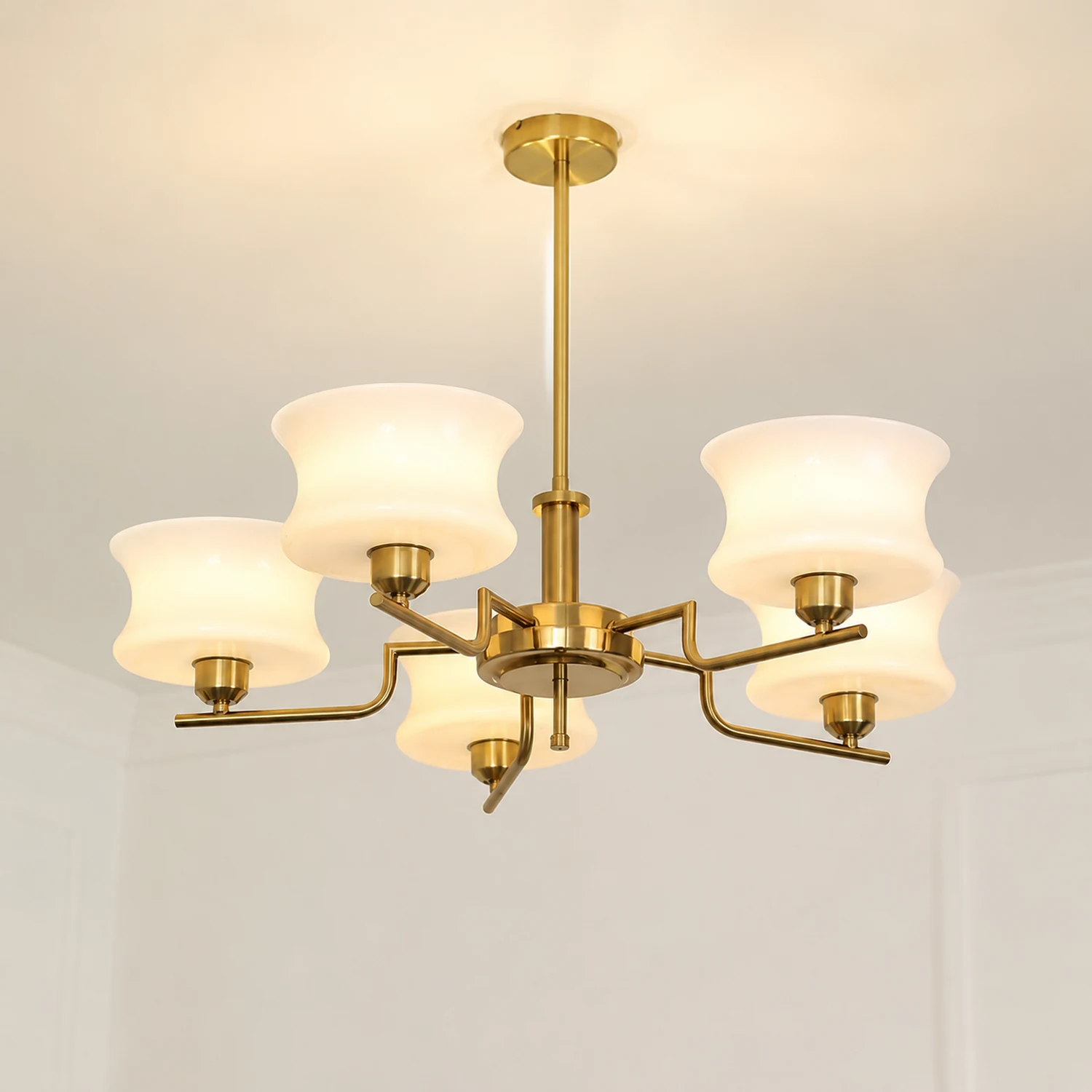 Nordic Belue Brass Glass Chandelier For Dining Room - Lumpaz