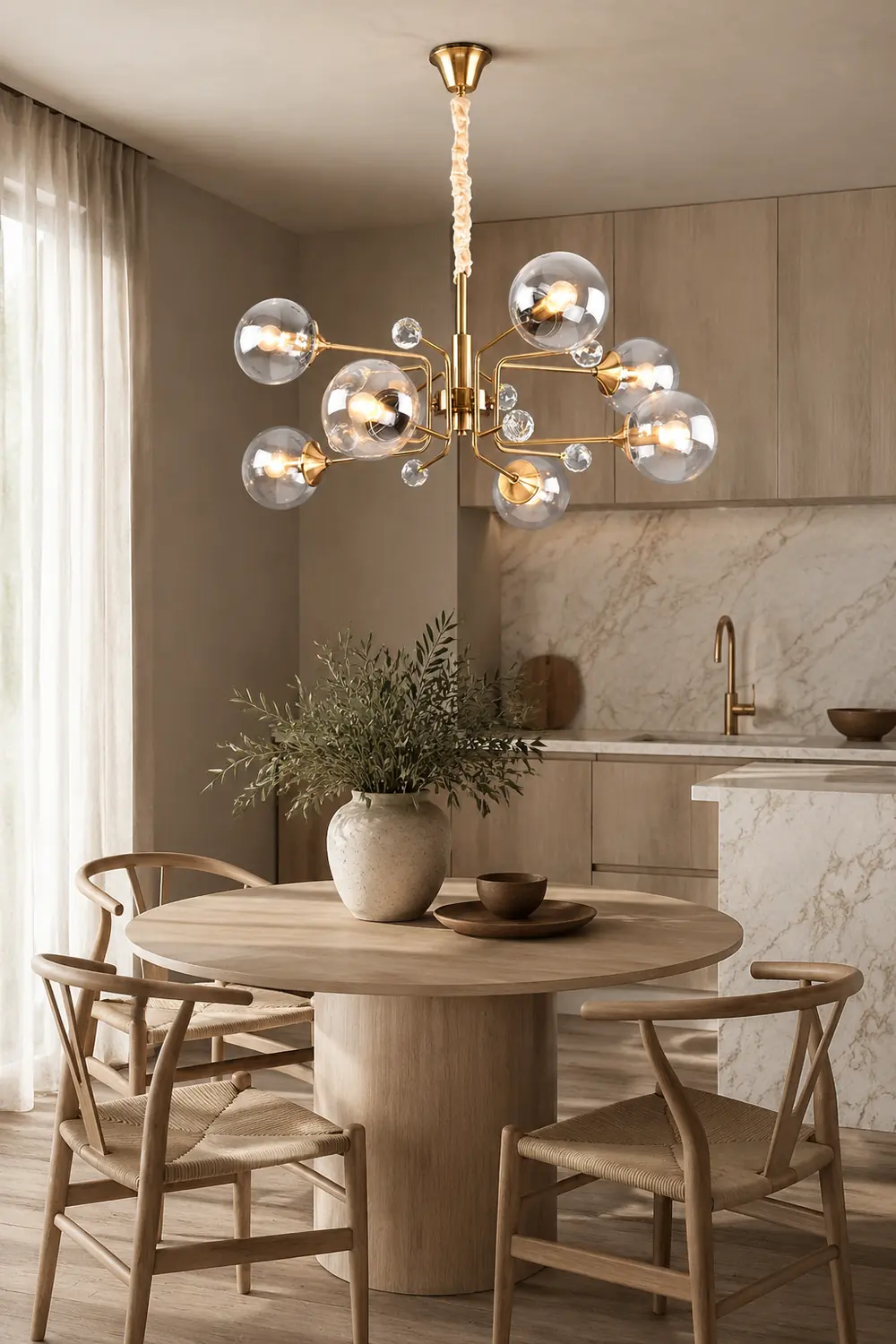 Gold Glass Modern LED chandelier - Lumpaz