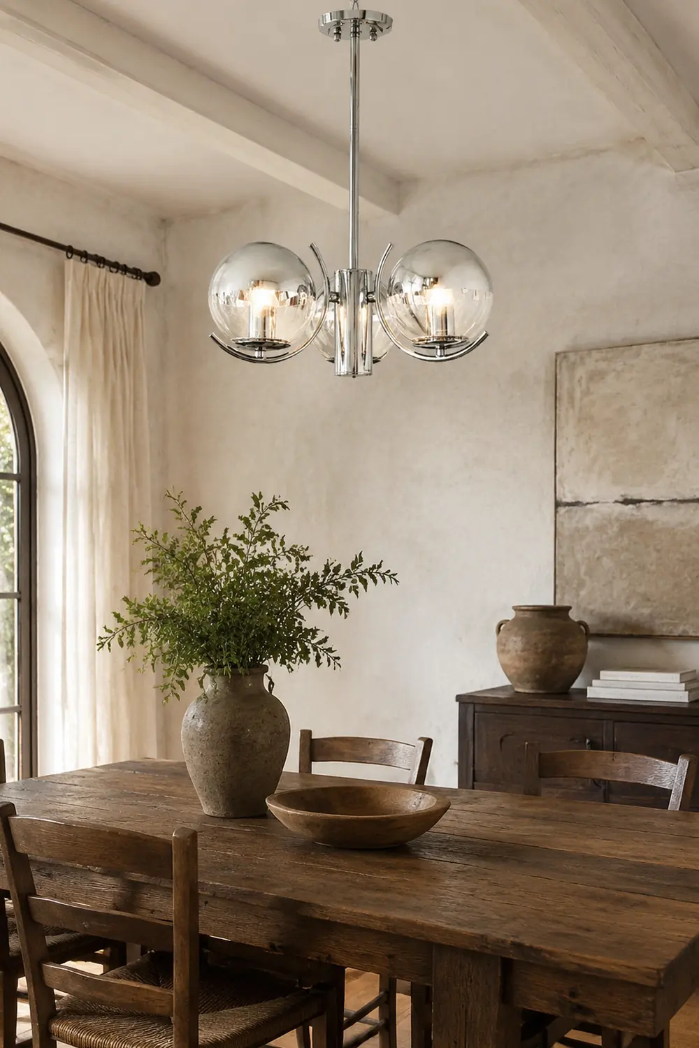 Modern Silver Glass Space Ball Chandelier - Lumpaz
