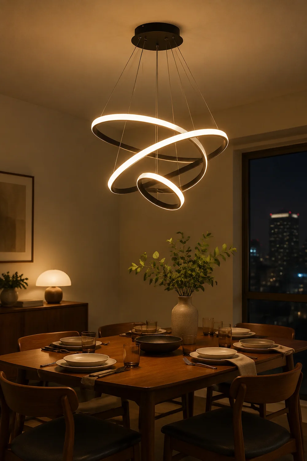 LED Ring Pendant Light Suspended Hanging Ring Chandelier - Lumpaz