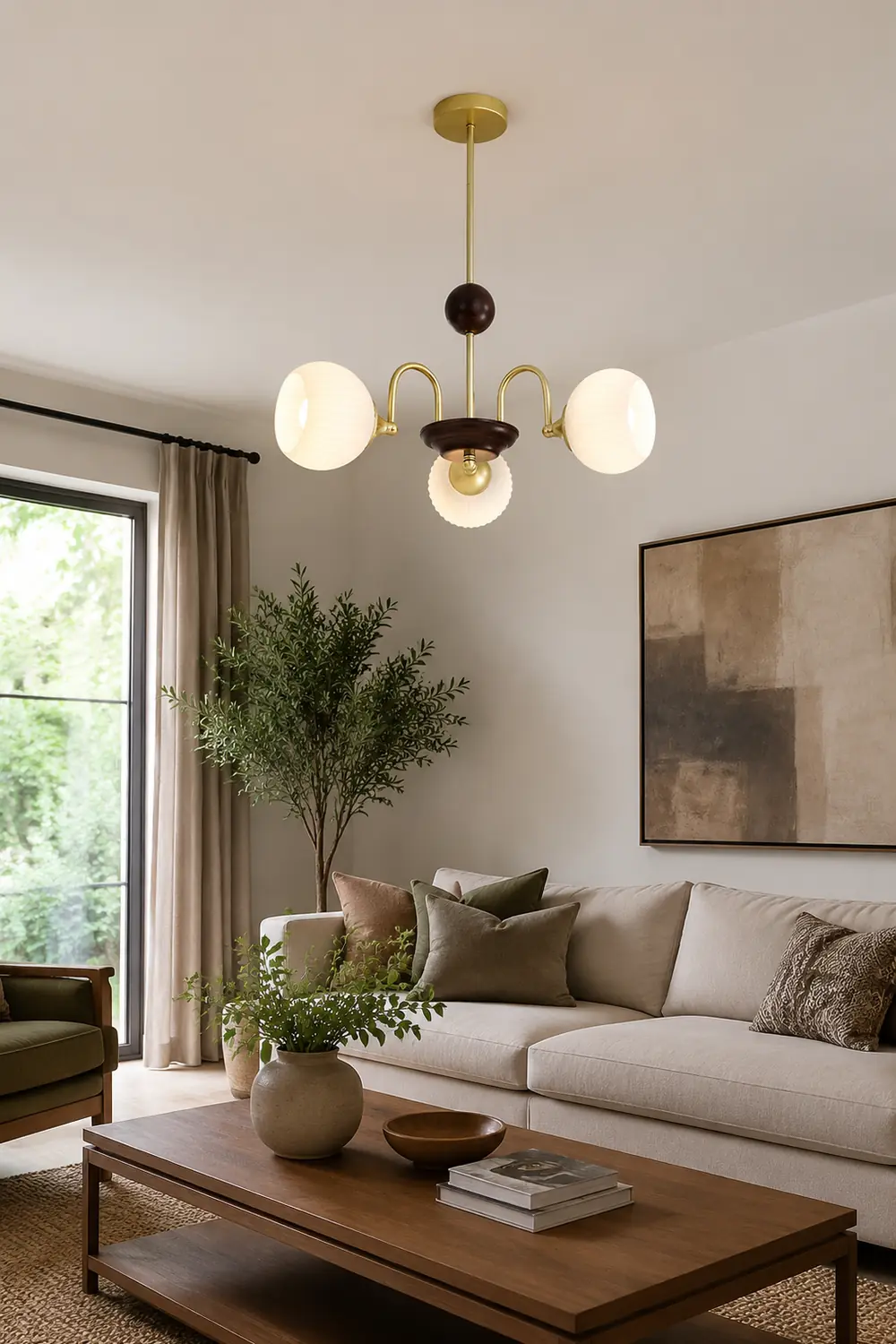 Contemporary Cream Ribbed Glass Chandelier - Lumpaz