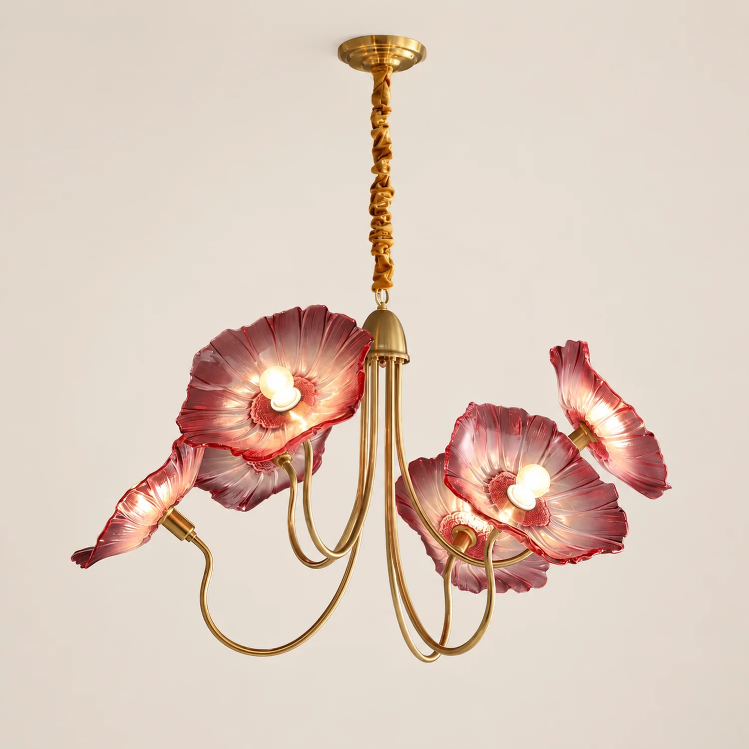 Modern Lotus Leaf Glass Living Room Chandelier - Lumpaz