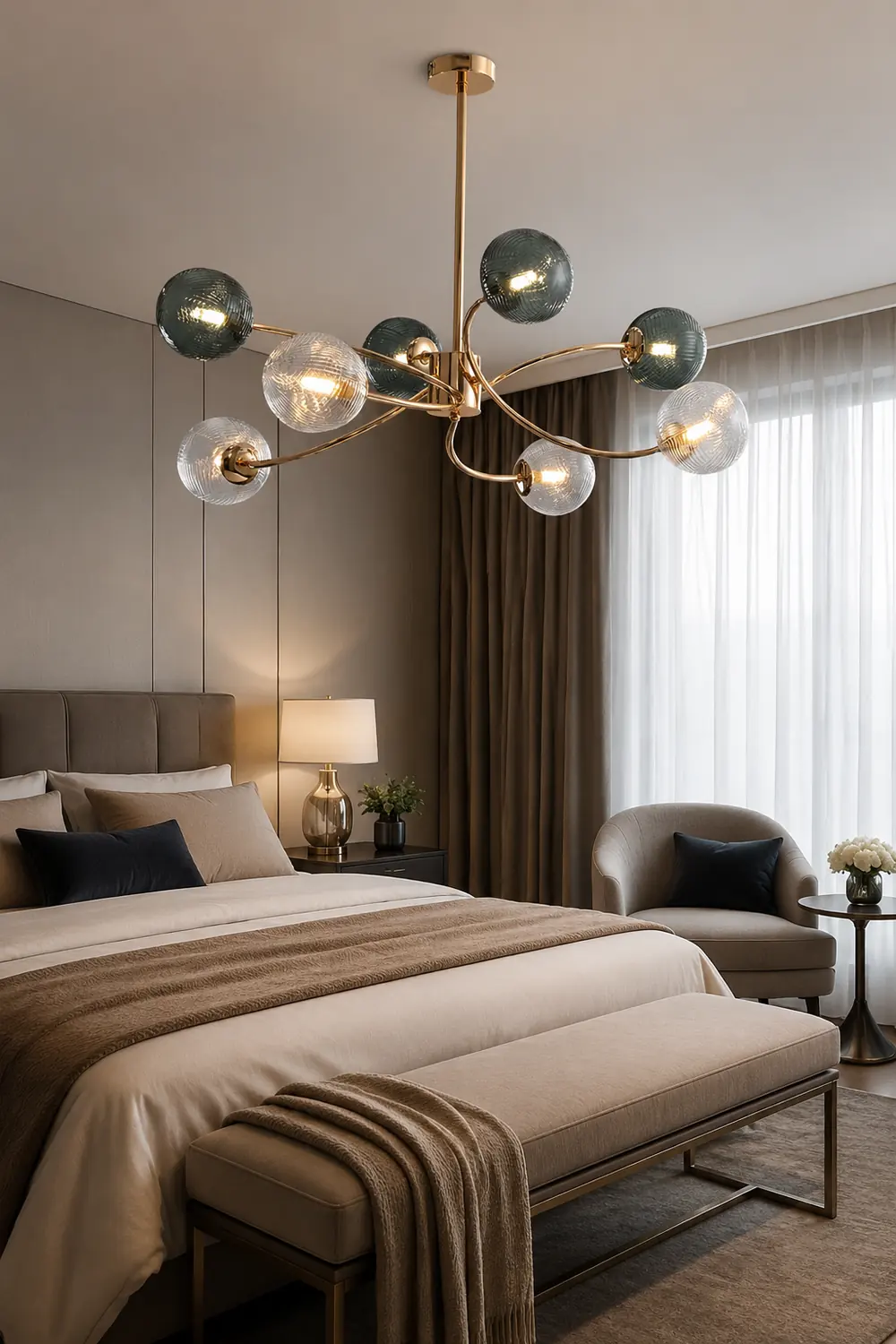Modern Iron Glass Gold LED Pendant Farmhouse Ceiling Light - Lumpaz