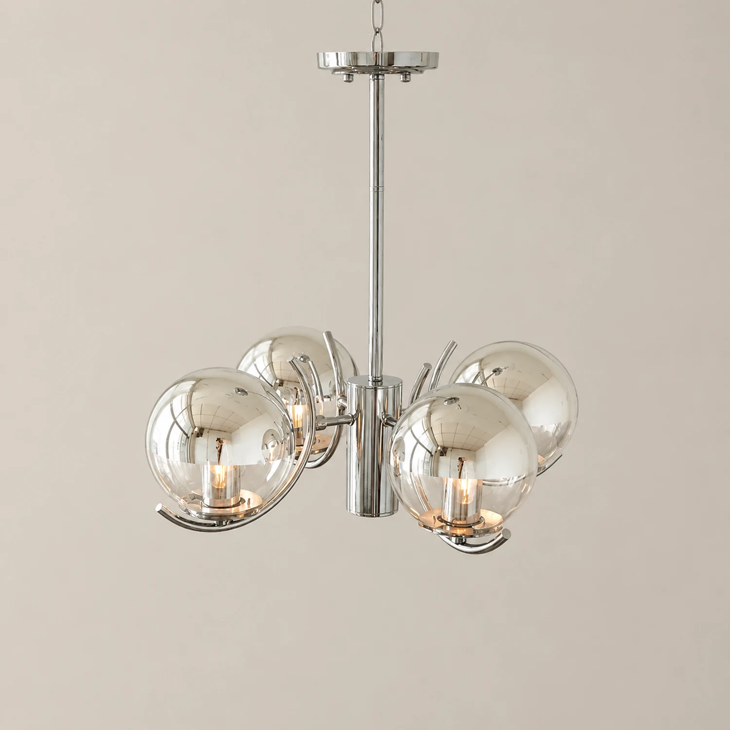 Modern Silver Glass Space Ball Chandelier - Lumpaz