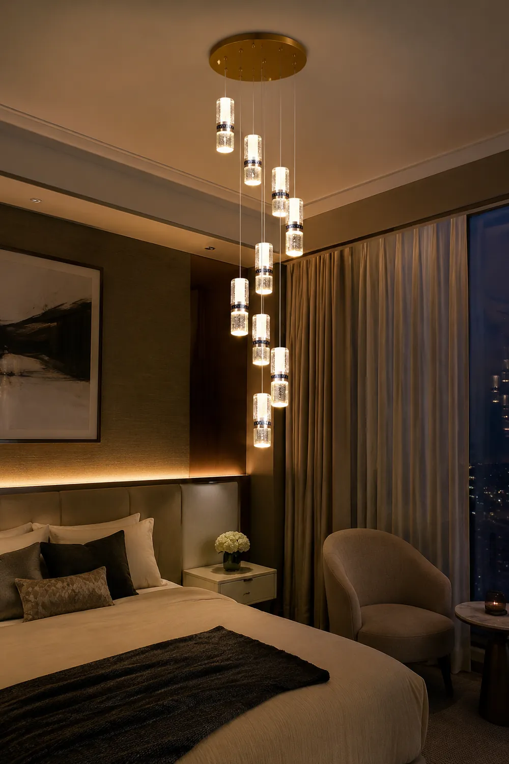 Luxury Crystal Staircase Long Chandelier - Lumpaz