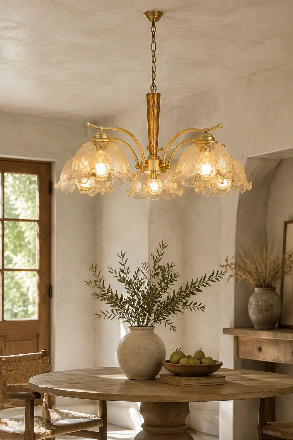 Mid Century Petals All Copper Log Glass Chandelier - Lumpaz