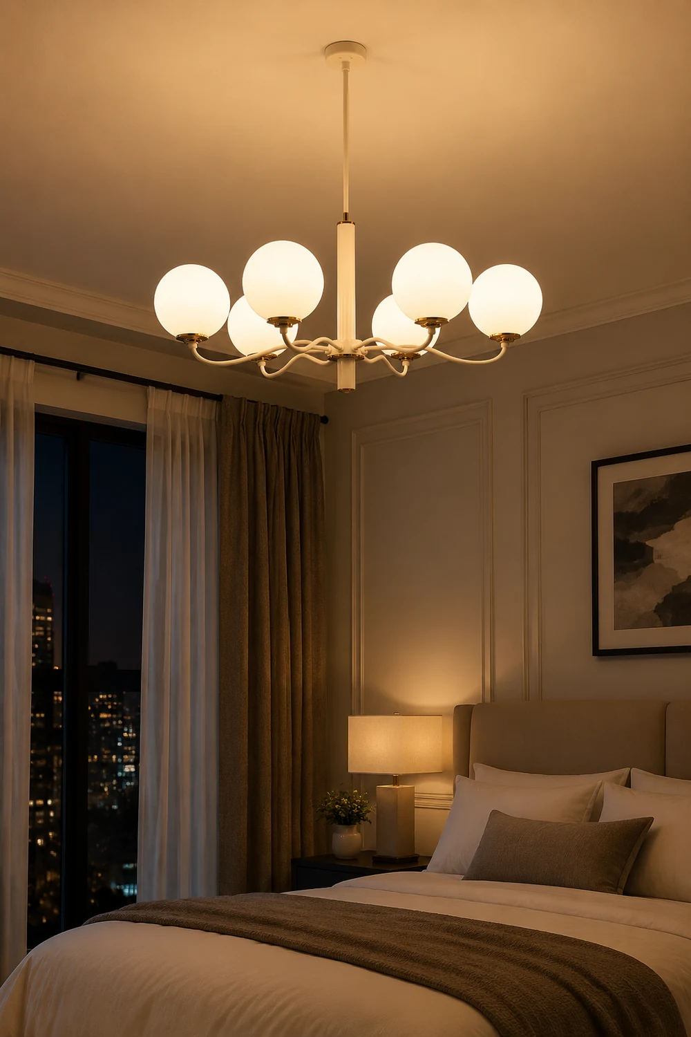 Vinatge White Bubble Globe Chandelier - Lumpaz
